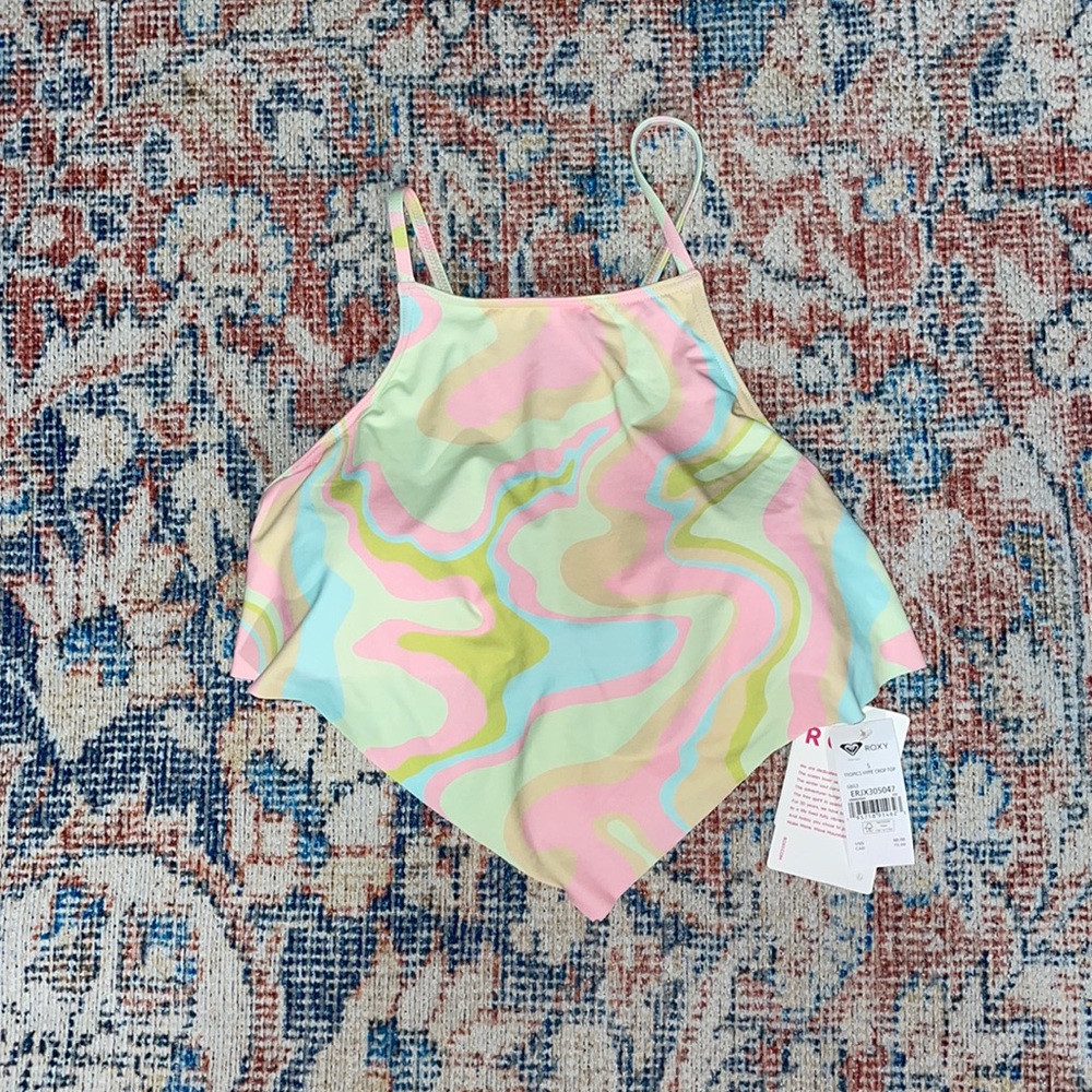 Roxy Tropics Hype Crop Top Bikini Top in Ambroisia Swirl SZ S NWT - Picture 4 of 6